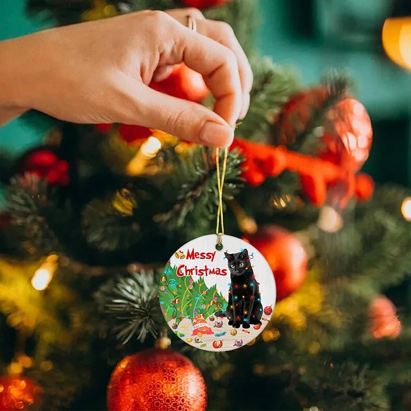 BowLift | Acrylic Black Cat Christmas Ornaments Set – Adorable Tree Pendants for Weddings, Parties, and Festive Home Décor