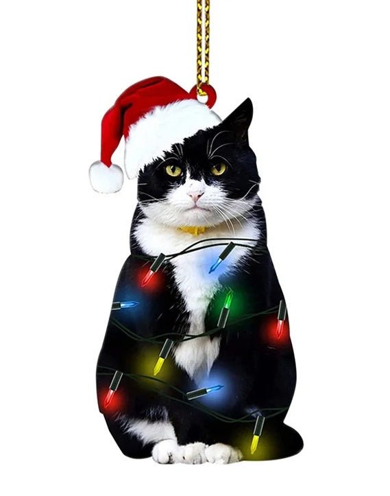 BowLift | Acrylic Black Cat Christmas Ornaments Set – Adorable Tree Pendants for Weddings, Parties, and Festive Home Décor