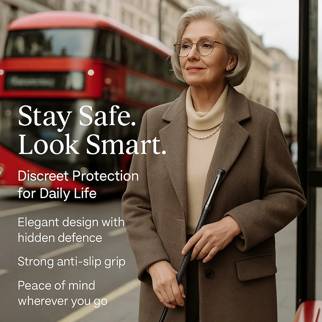 BowLift | Automatic Self-Defense Walking Stick | Lightweight, Anti-Slip Grip & Compact for Hiking and Urban Safety