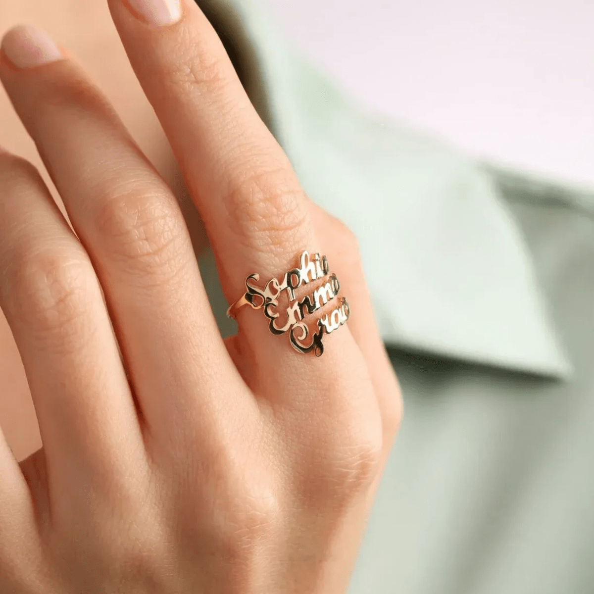 BowLift | AURELION – Custom Adjustable Gold Stainless Steel Name Ring