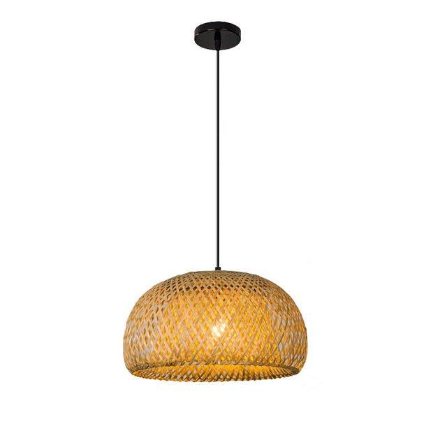 BowLift | Hanging ceiling lamp made of bamboo C │ Handmade lighting from wood and rattan for interior decoration
