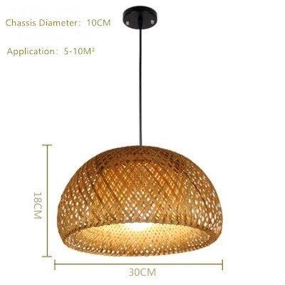 BowLift | Hanging ceiling lamp made of bamboo C │ Handmade lighting from wood and rattan for interior decoration