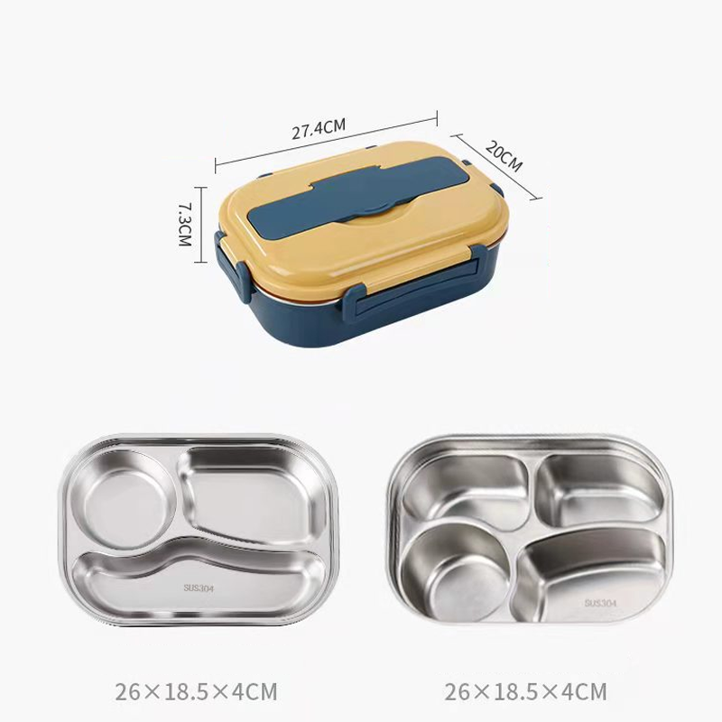 BowLift | Thermo-Lunchbox made of stainless steel – inside made of stainless steel – 3 or 4 compartments with soup bowl – wall clock