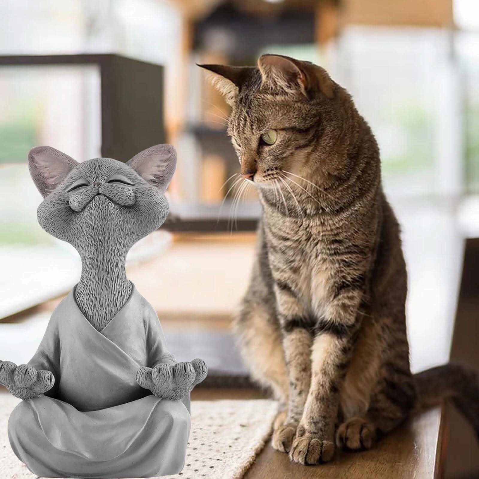 BowLift | Buddha Cat Figurine – Zen Garden Decoration