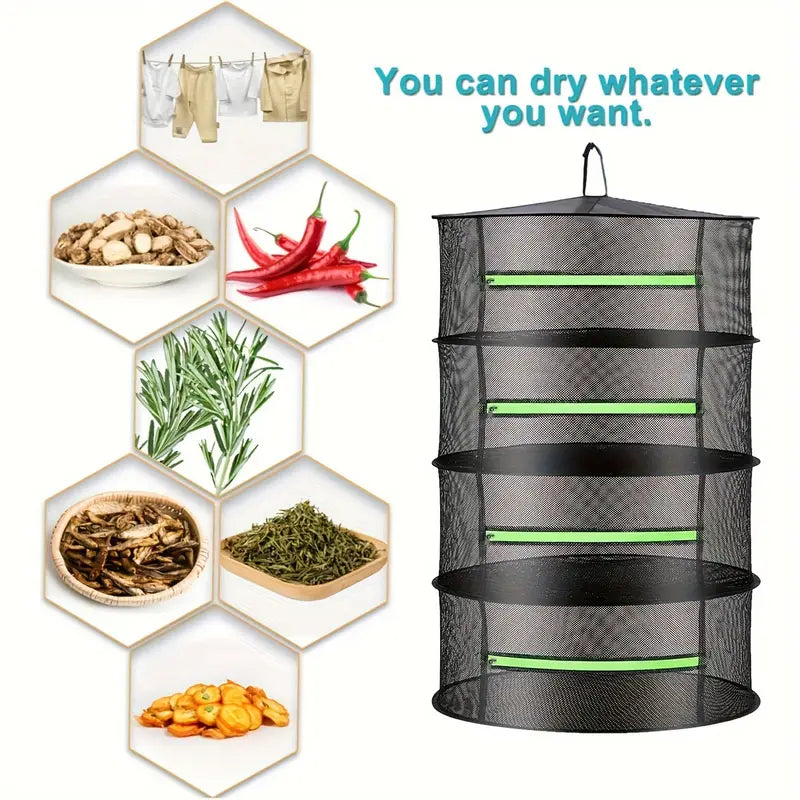 BowLift | Foldable drying basket for fruits, vegetables, and herbs – Multi-tier net storage for quick drying process