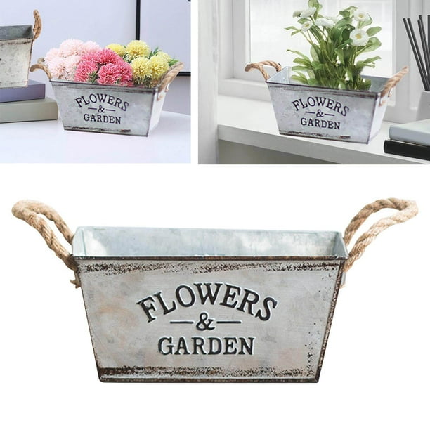 BowLift | Decorative flower and garden container made of metal with hemp rope handles