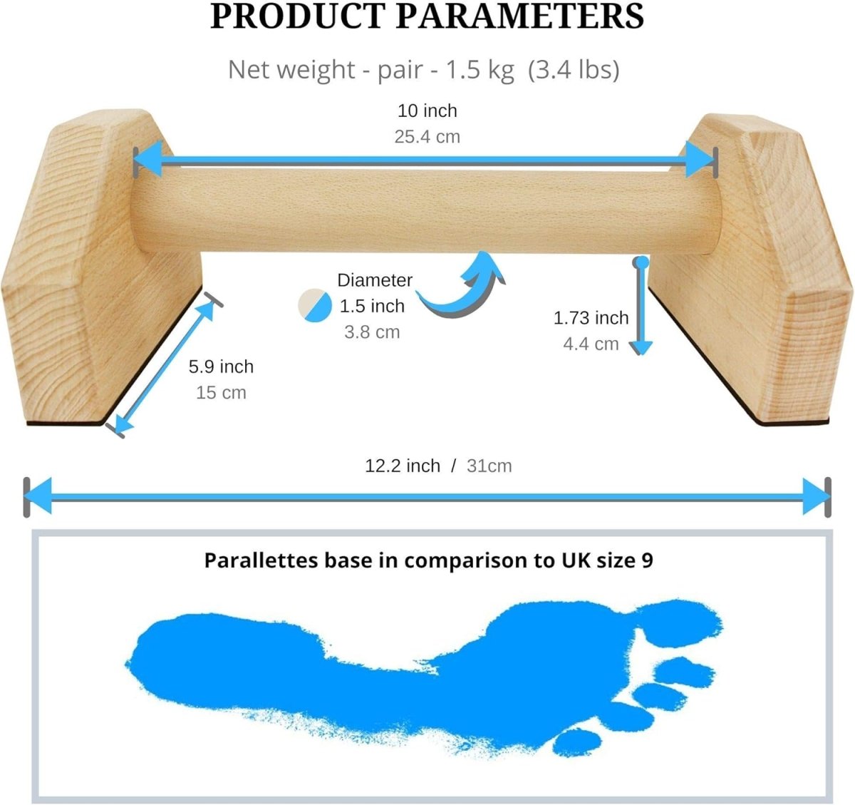 BowLift | Calisthenics Power Bars – Non-Slip Wooden Parallettes – Push-Ups, Dips & L-Sits – Stable & Ergonomic Training Equipment