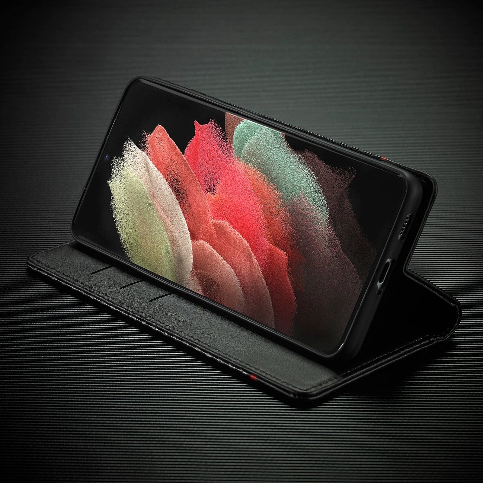 BowLift | S23 Phone case | Card holder made of carbon fiber leather with magnetic closure