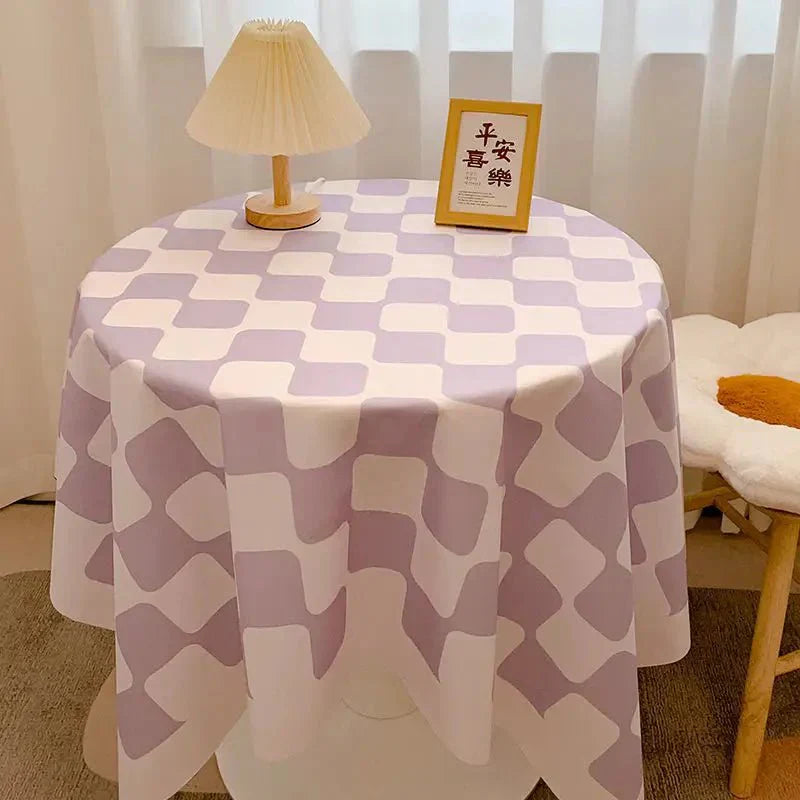 BowLift | Round tablecloth made of cotton with check pattern