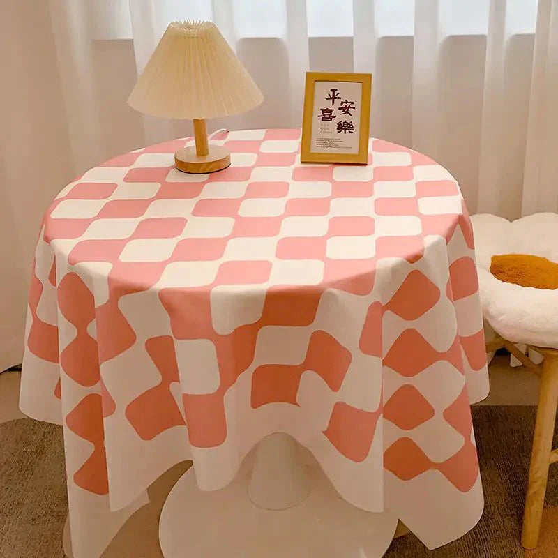 BowLift | Round tablecloth made of cotton with check pattern