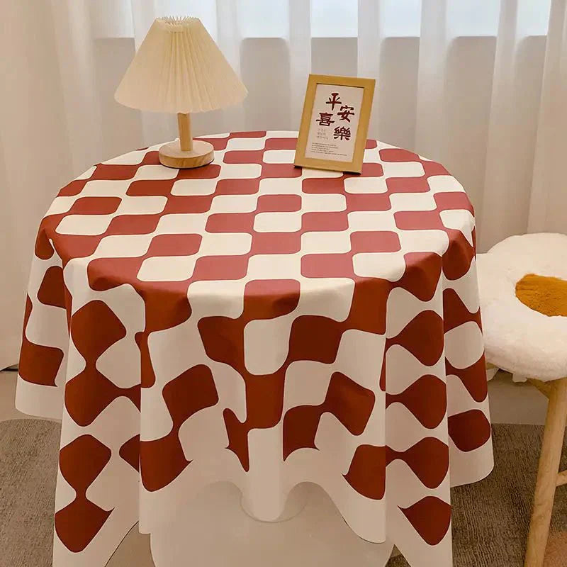 BowLift | Round tablecloth made of cotton with check pattern
