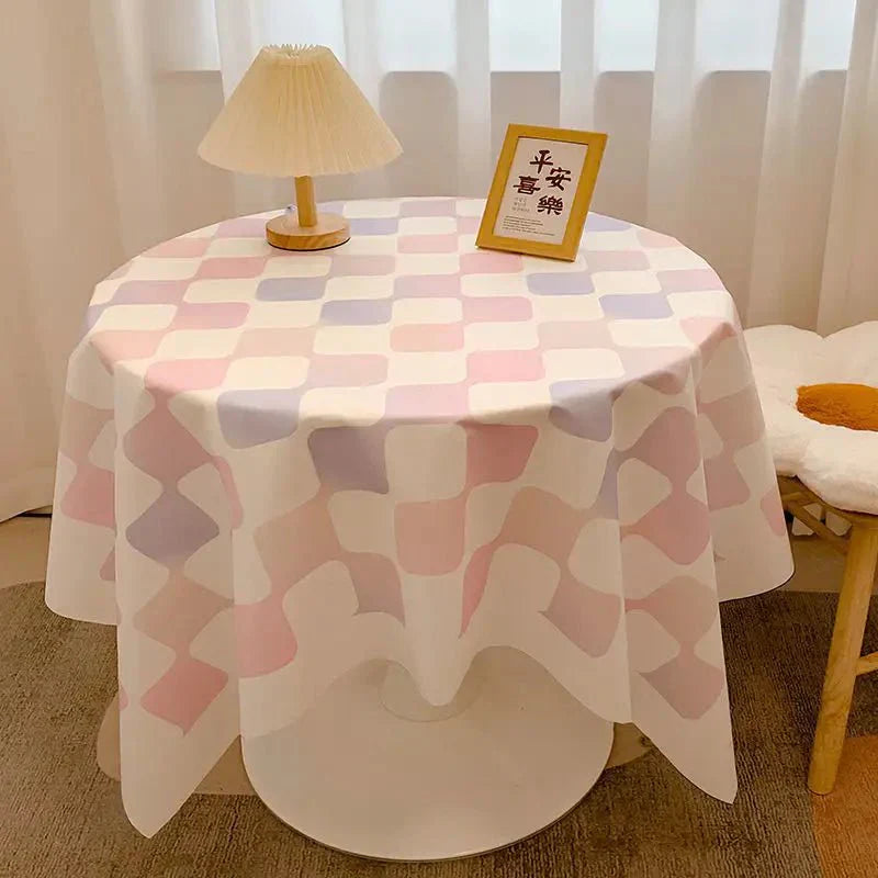 BowLift | Round tablecloth made of cotton with check pattern