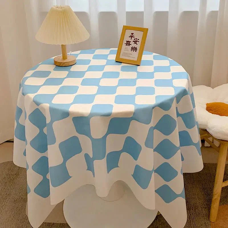 BowLift | Round tablecloth made of cotton with check pattern