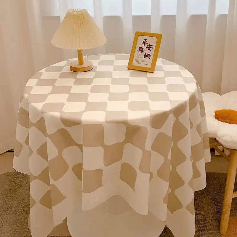 BowLift | Round tablecloth made of cotton with check pattern