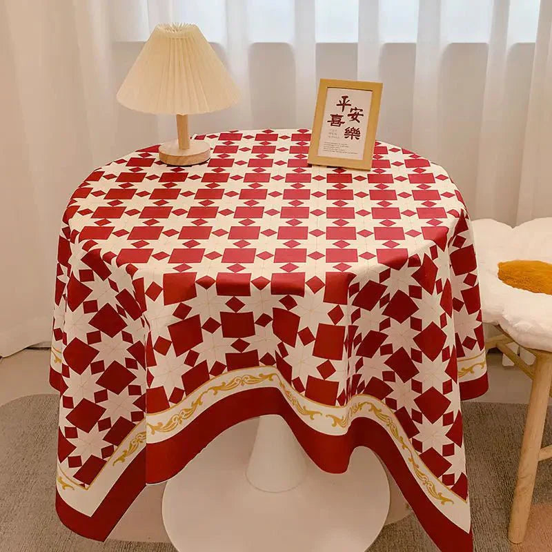 BowLift | Round tablecloth made of cotton with check pattern