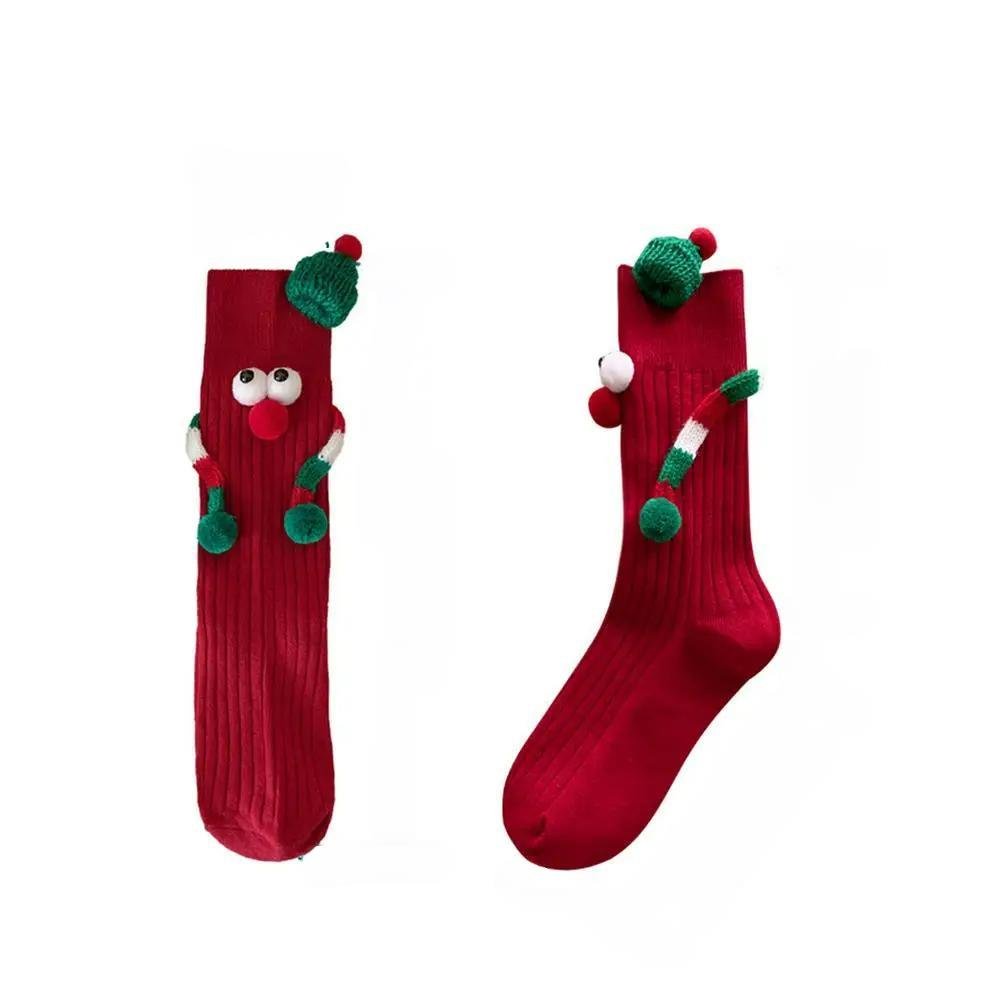 BowLift | Christmas Holding Hands Socks- Elastic Cartoon Socks Perfect Funny Holiday Gift for Winter