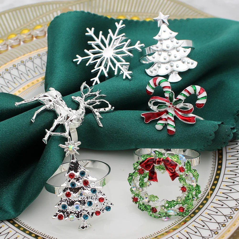 BowLift | Christmas Napkin Rings – Sparkling Deer & Tree Wreath Holders for Festive Weddings & Holiday Table Decor