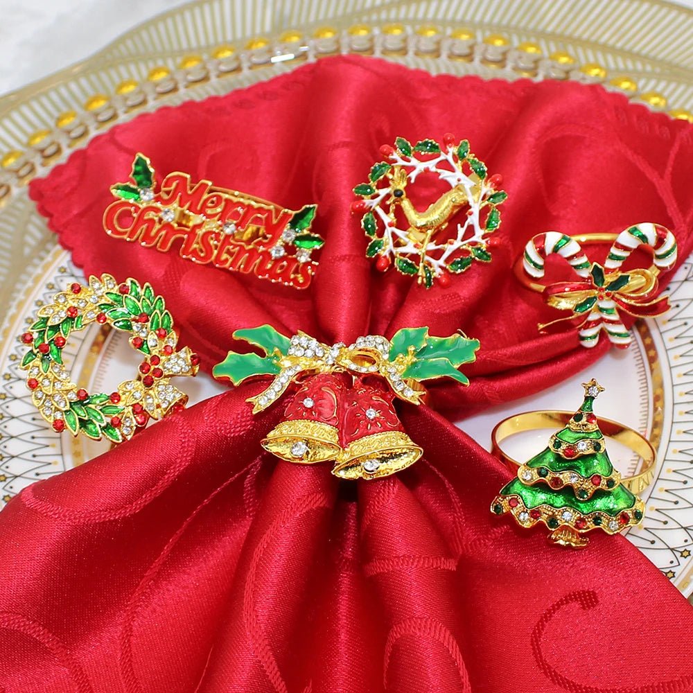 BowLift | Christmas Napkin Rings – Sparkling Deer & Tree Wreath Holders for Festive Weddings & Holiday Table Decor