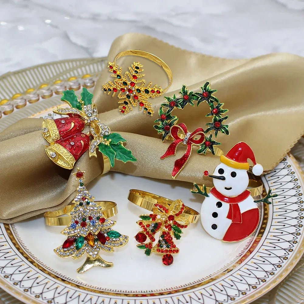 BowLift | Christmas Napkin Rings – Sparkling Deer & Tree Wreath Holders for Festive Weddings & Holiday Table Decor