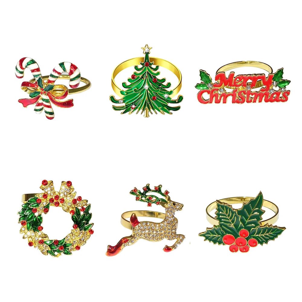 BowLift | Christmas Napkin Rings – Sparkling Deer & Tree Wreath Holders for Festive Weddings & Holiday Table Decor