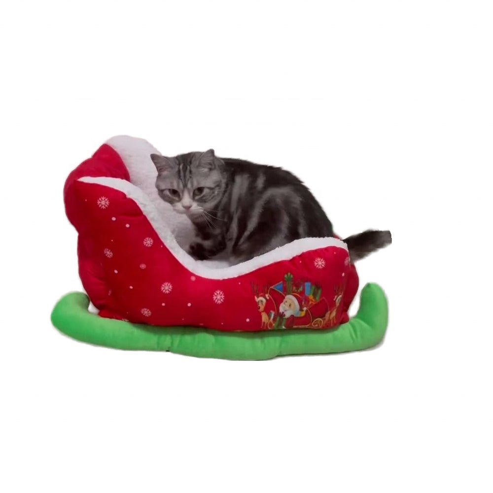 BowLift | Christmas Sleigh Pet Bed – Warm Cloud Nest for Cats & Dogs, the Perfect Winter Retreat for Your Furry Friends