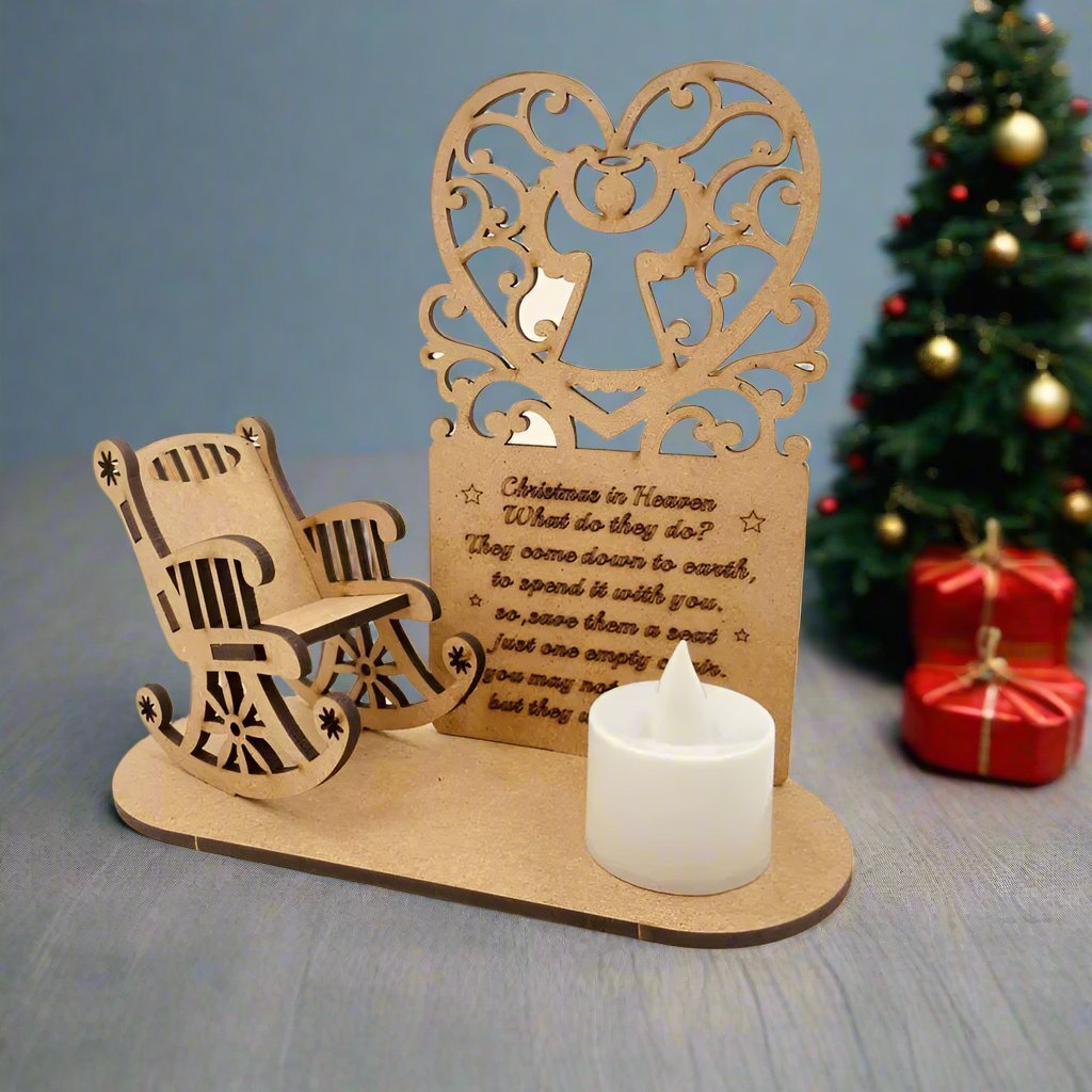 BowLift | Christmas Tealight Candle Holder – "Merry Christmas in Heaven" Remembrance Ornament for Cherished Holiday Memories & Tabletop Décor