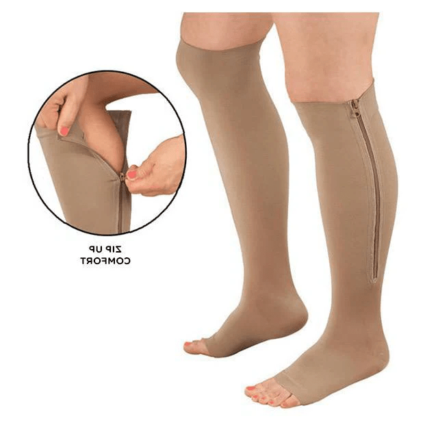 BowLift | CIRCULOFLEX – Zipper Compression Socks 20-30 mmHg with Open Toe Design
