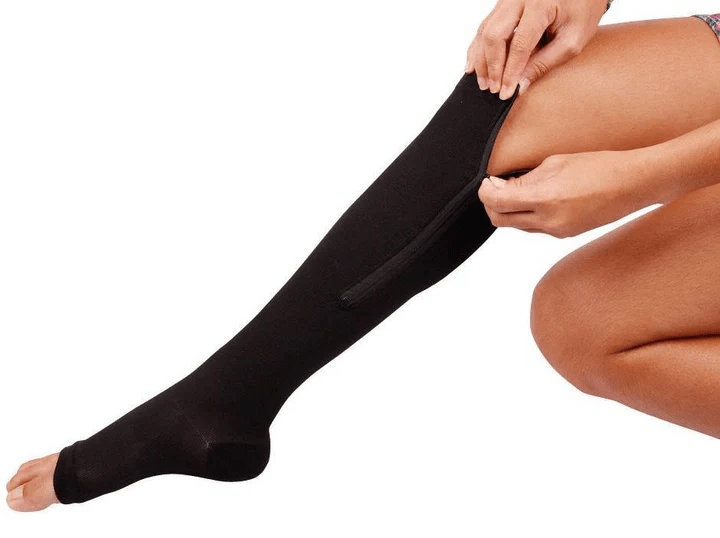 BowLift | CIRCULOFLEX – Zipper Compression Socks 20-30 mmHg with Open Toe Design
