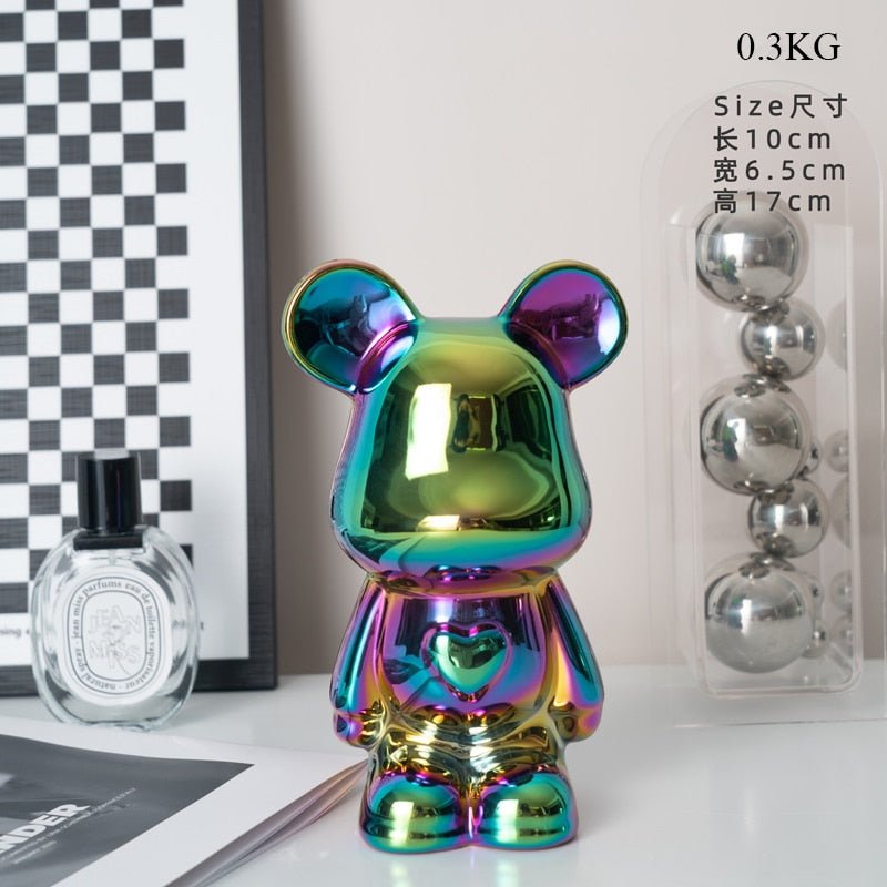 BowLift | Colorful Ceramic Bear Sculpture and Statue Piggy Bank Desk Ornament