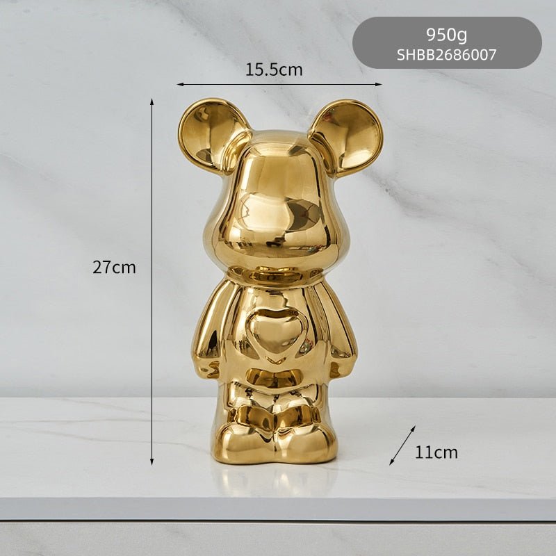 BowLift | Colorful Ceramic Bear Sculpture and Statue Piggy Bank Desk Ornament