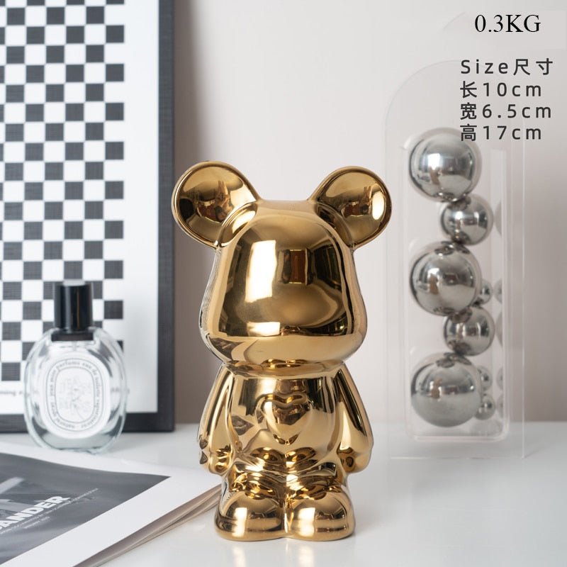 BowLift | Colorful Ceramic Bear Sculpture and Statue Piggy Bank Desk Ornament