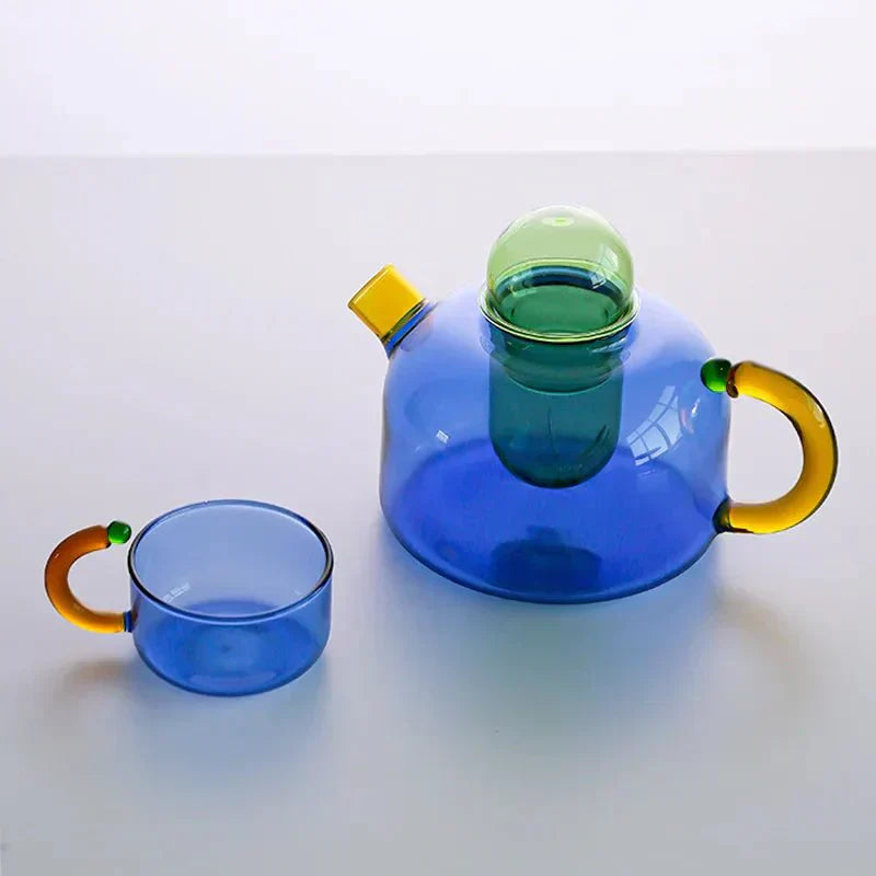 BowLift | Colorful Glass Teapot Set with Contrast Accents – Heat Resistant & Stylish