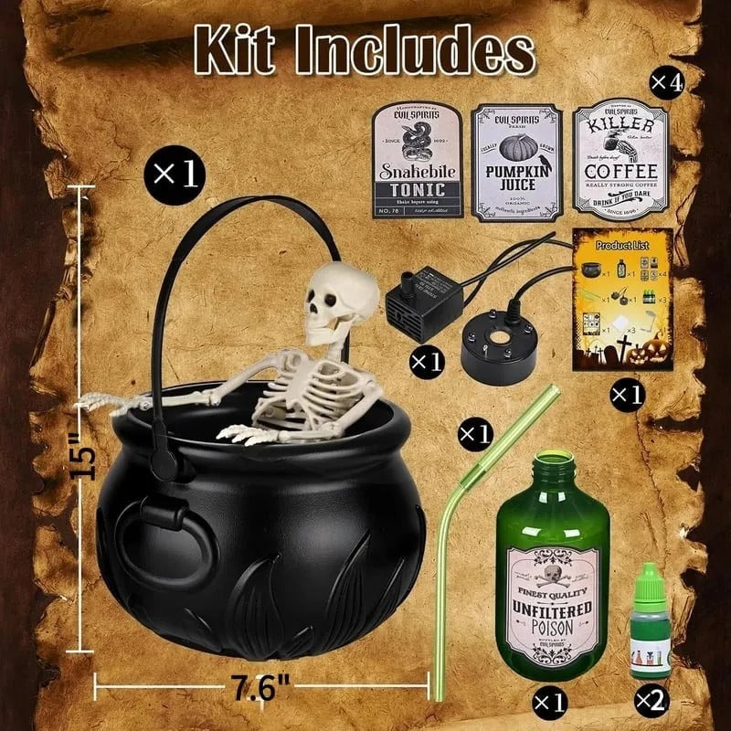 BowLift | Cauldron decoration – with floating magic bottle & fog effect