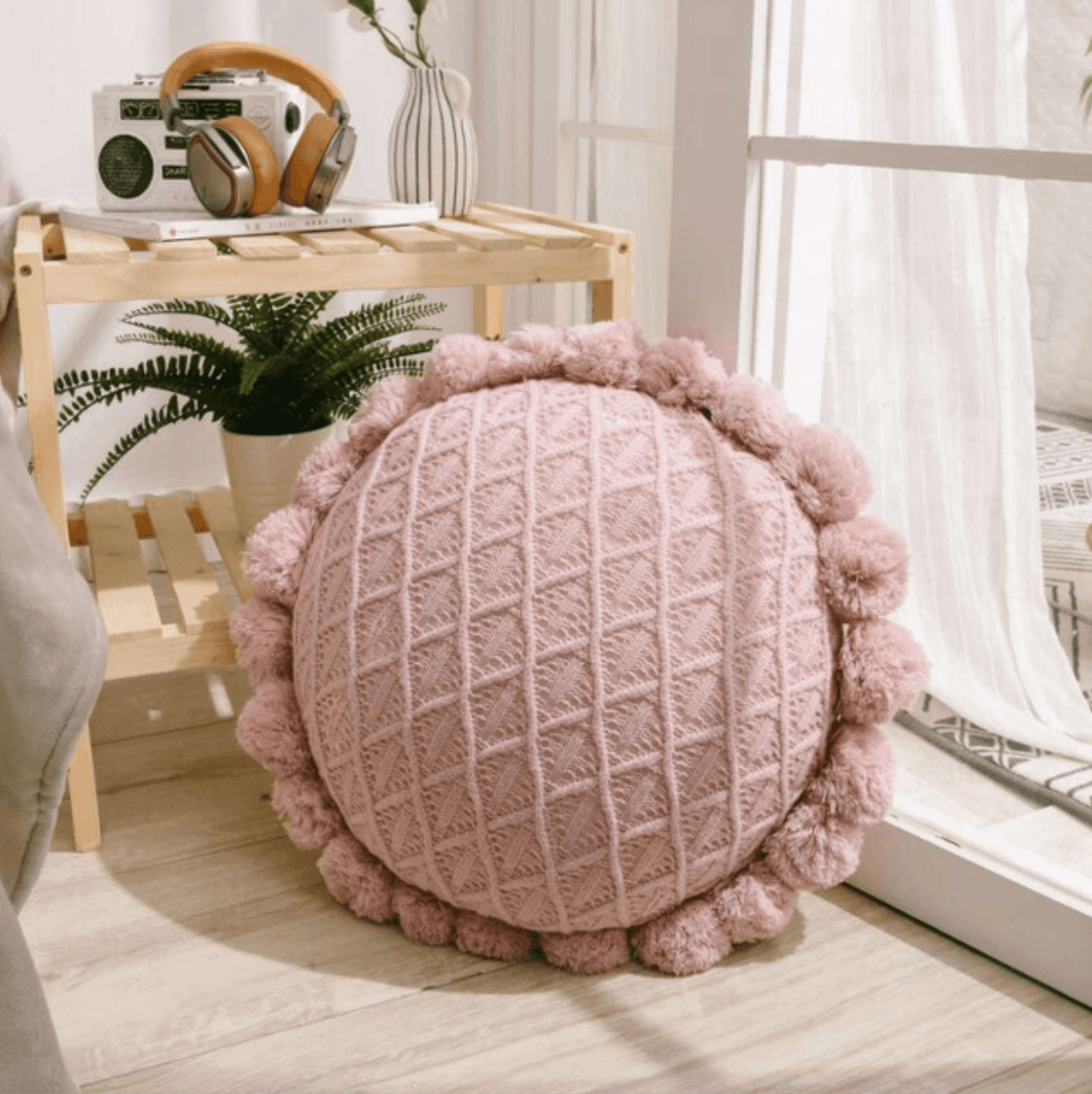 BowLift | Sweet Pom Pom Tassel Round Cushion