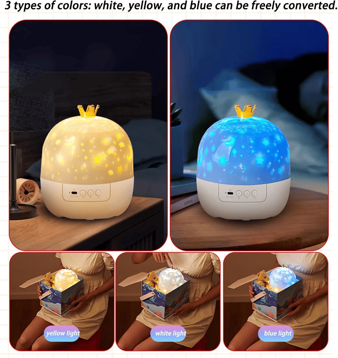 BowLift | Projector Night Light for Kids 15 Sets of FilmsType-C Charging