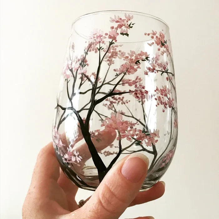 BowLift | Four Seasons Tree Wine Glasses - Hand Painted Art