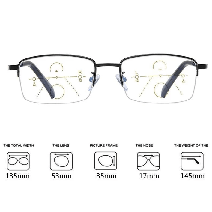 BowLift | Titanium Progressive Distance and Near Dual-Use Reading Glasses