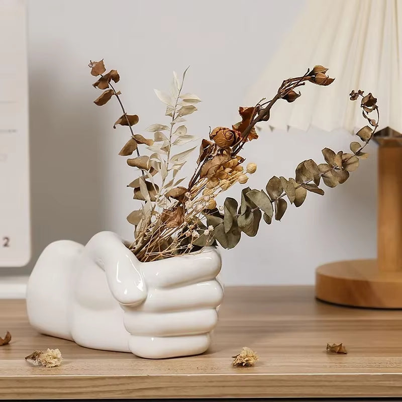 BowLift | Artistic Hand Gesture Ceramic Tabletop Flower Vase