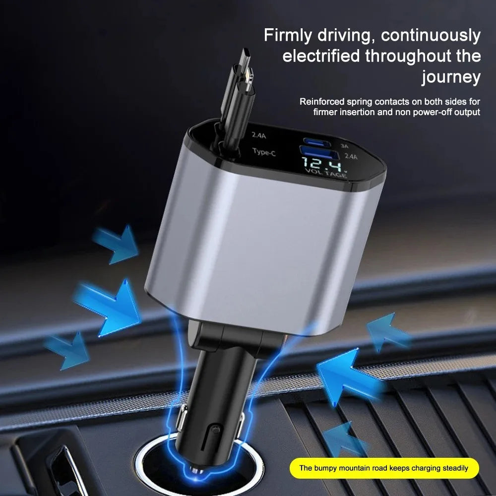 BowLift | Foldable Car Charger with USB-C and USB-A – 120W Fast Charging