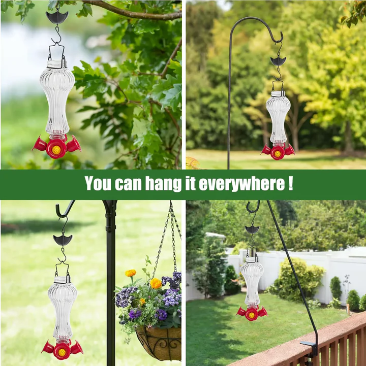 BowLift | Flowers Glass Hummingbird Feeder With Ant Moat