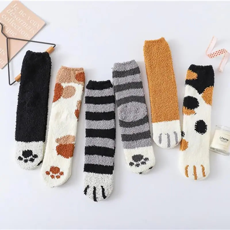 BowLift | Cozy Cat Paw Socks – Plush Fleece Ankle Socks with Elastic Fit
