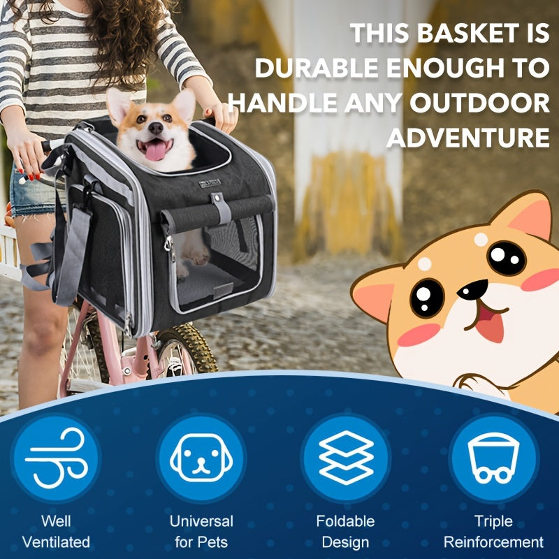 BowLift | Expandable Pet Bike Basket – Comfortable & Safe Bicycle Carrier for Small Dogs and Cats