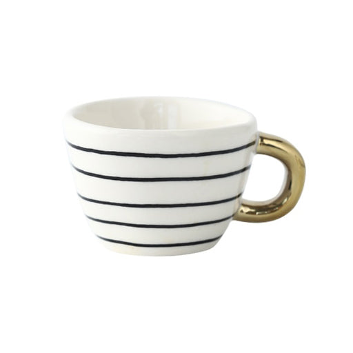 BowLift | Cup with abstract geometric pattern and gold handle