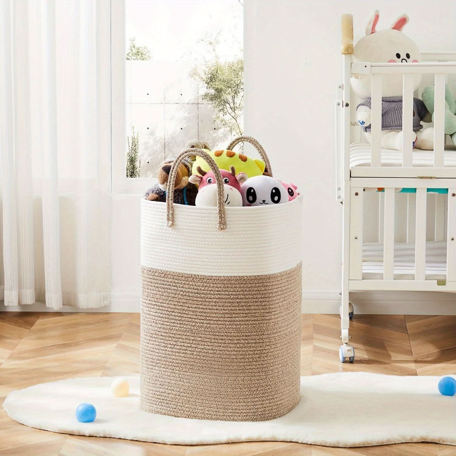 BowLift | Extra Large Laundry Hamper – 60L Woven Cotton Basket
