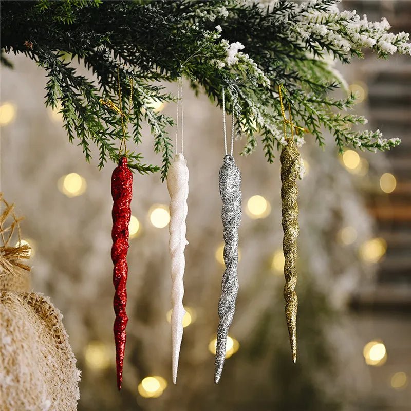 BowLift | Faux Icicle Christmas Ornaments Set– Winter Wonderland Tree Decorations for Parties & New Year Charm