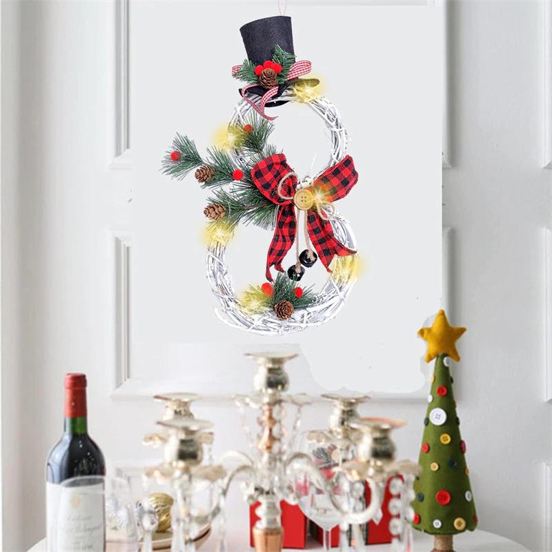 BowLift | Christmas Wreath Rustic Snowman LED Decoration