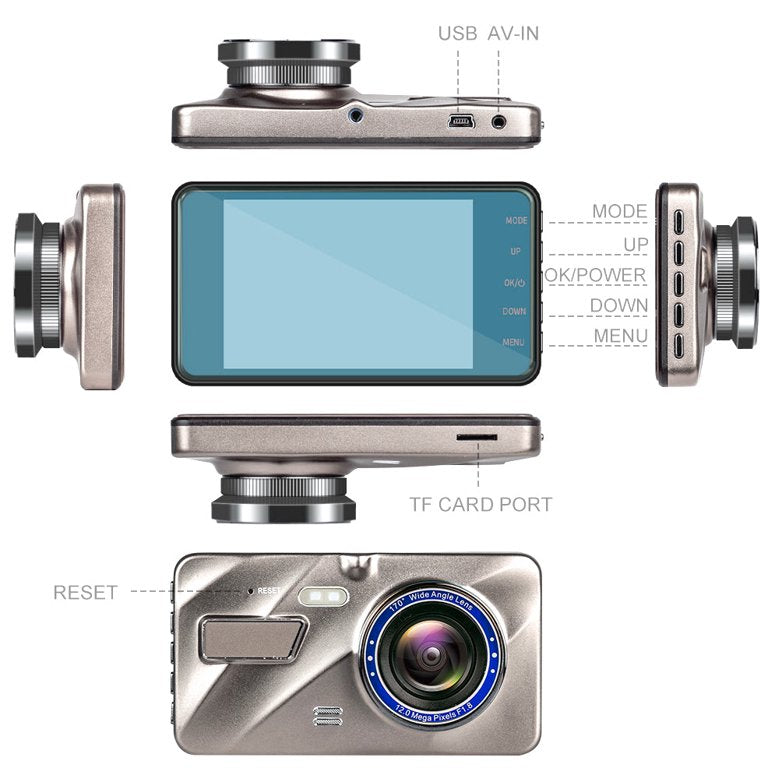 BowLift | Dashcam DuoView 1080P – Front & Rear Image with Night Vision and Motion Detection