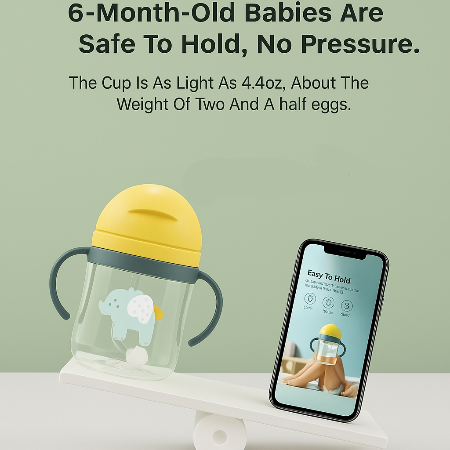 BowLift | 8.5 oz Baby Training Cup with Double Handles and Flip Lid Leakproof Design