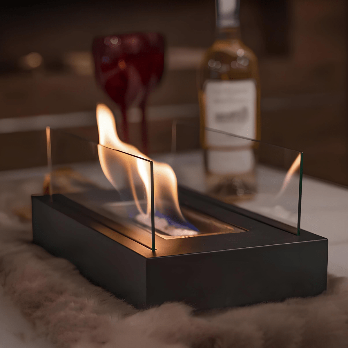 BowLift | FlameGlow Bioethanol Table Fireplace – Real Fire Without Smoke or Soot