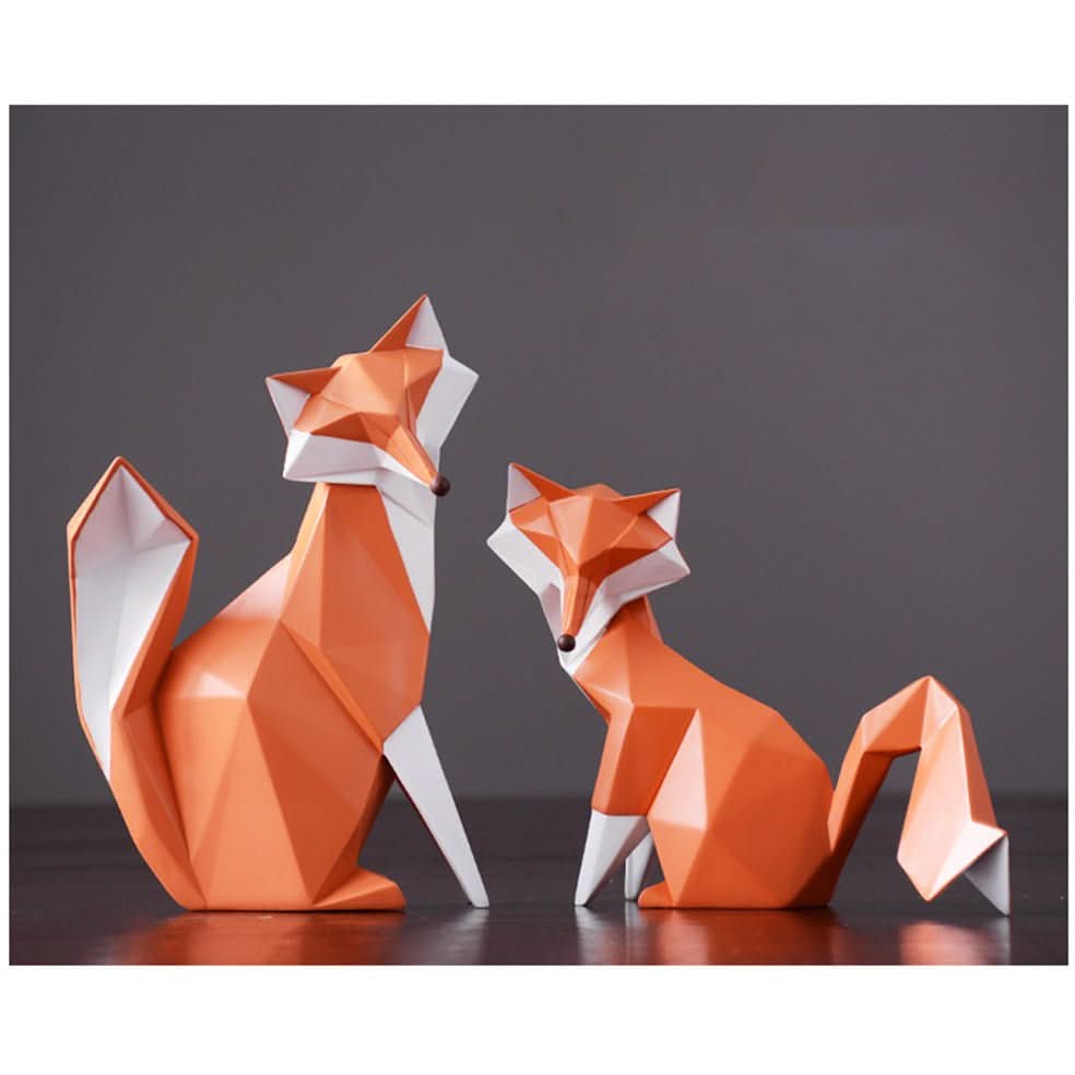 BowLift | Geometric Fox Figurine – Modern Resin Sculpture